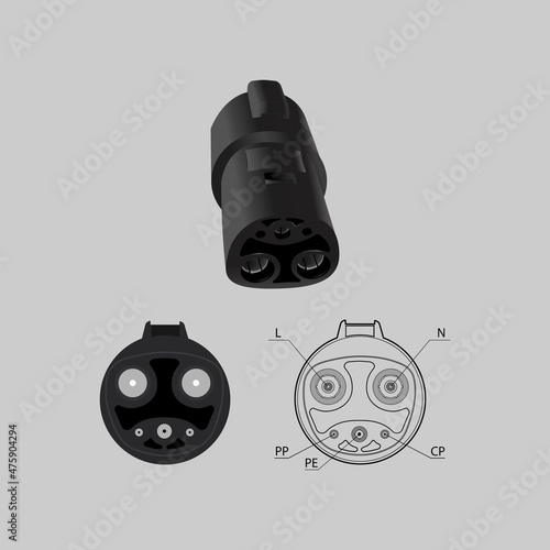 Supercharger Adapter, Electric car supercharging plug line icon. vector illustration.