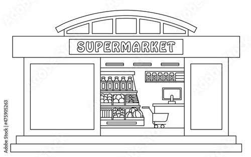 Supermarket outline illustration