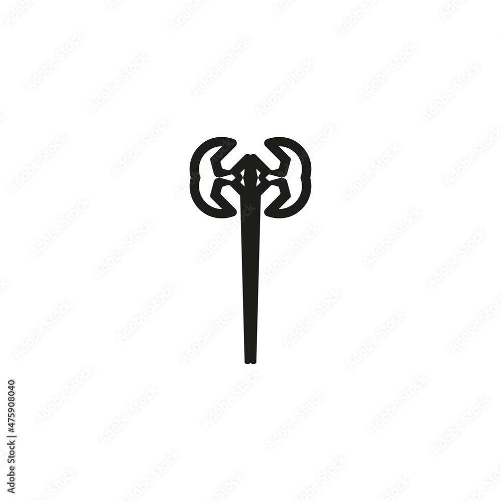 Wiking axe icon. Simple style wiking historycal museum poster background symbol. Axe logo design element. Axe t-shirt printing. Vector for sticker. Wiking axe icon. Simple style wiking historycal museum poster background symbol. Axe logo design element. Axe t-shirt printing. Vector for sticker.