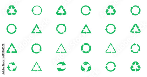 Set of recycle icon. Recycling symbol collection. Signs bio  ecology and cleanliness. An arrows that revolves endlessly. Vector illustration