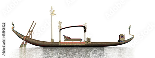 Fotografia Egyptian sacred barge with throne - 3D render