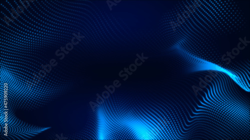 Abstract dot white blue wave gradient texture technology background.