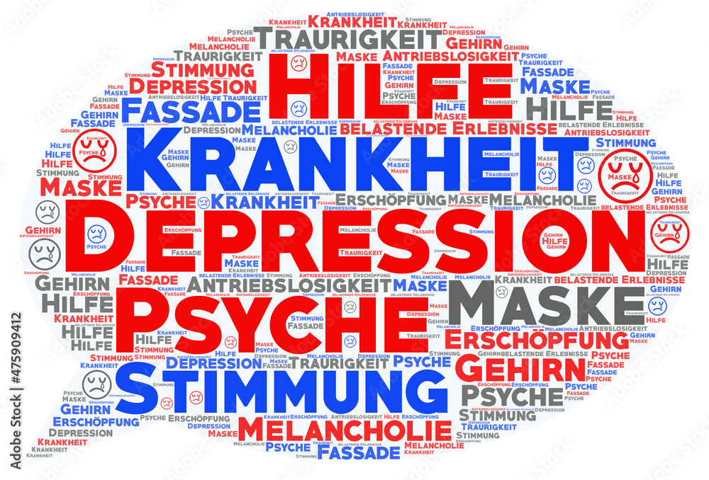 Beschreibung zur Krankheit Depression in einer Wortwolke Beschreibung zur Krankheit Depression in einer Wortwolke