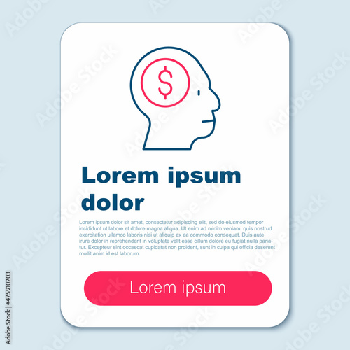 Line Business man planning mind icon isolated on grey background. Head with dollar. Idea to earn money. Business investment growth. Colorful outline concept. Vector