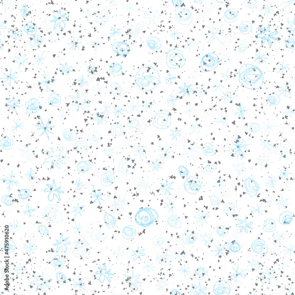 Hand Drawn Snowflakes Christmas Seamless Pattern. Subtle Flying Snow Flakes on chalk snowflakes Background. Alive chalk handdrawn snow overlay. Remarkable holiday season decoration. Hand Drawn Snowflakes Christmas Seamless Pattern. Subtle Flying Snow Flakes on chalk snowflakes Background. Alive chalk handdrawn snow overlay. Remarkable holiday season decoration.