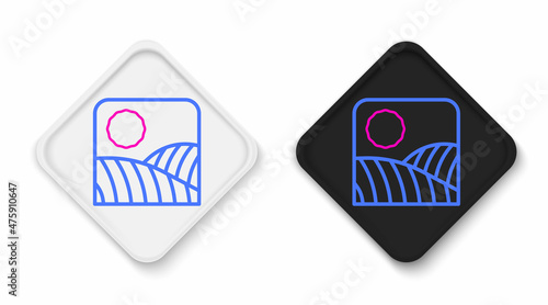 Line Agriculture wheat field farm rural nature scene landscape icon isolated on white background. Colorful outline concept. Vector