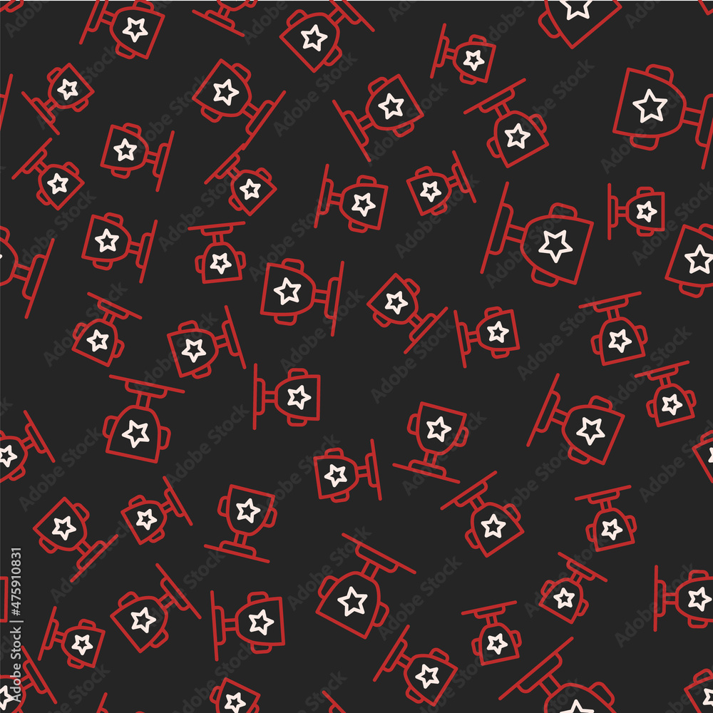 Line Award cup icon isolated seamless pattern on black background. Winner trophy symbol. Championship or competition trophy. Sports achievement sign. Vector Line Award cup icon isolated seamless pattern on black background. Winner trophy symbol. Championship or competition trophy. Sports achievement sign. Vector