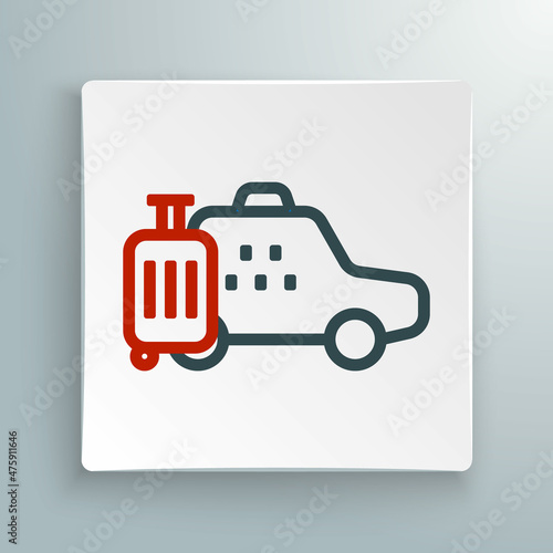 Line Taxi car icon isolated on white background. Colorful outline concept. Vector