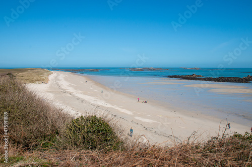 View over stunning shell beach on Herm Island, Guernsey