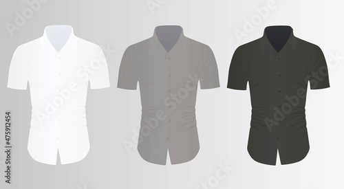 White, grey and black short sleeve shirt. vector 