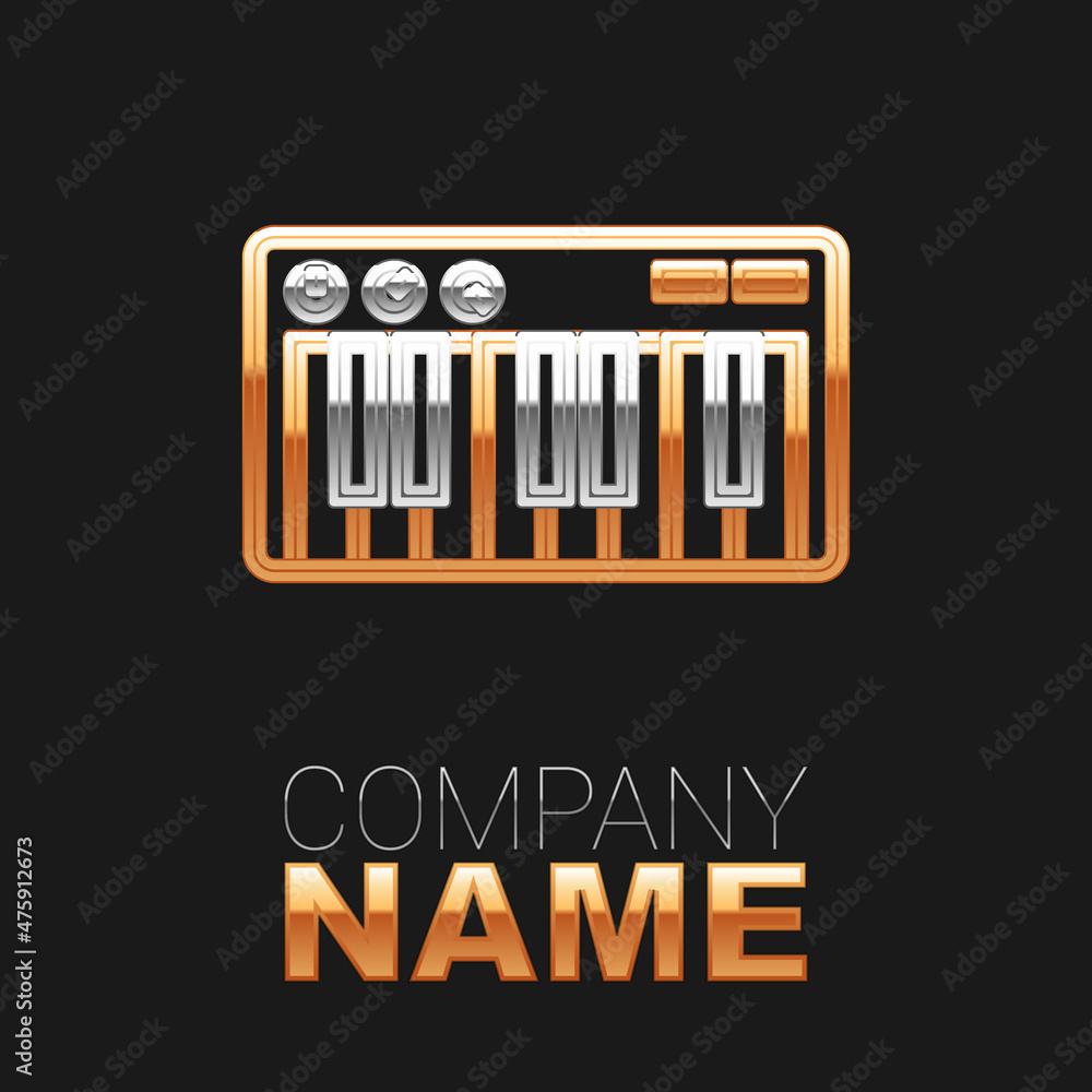 Line Music synthesizer icon isolated on black background. Electronic piano. Colorful outline concept. Vector