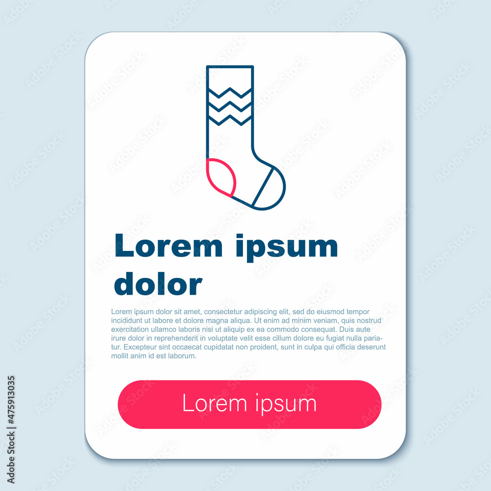 Line Socks icon isolated on grey background. Colorful outline concept. Vector Line Socks icon isolated on grey background. Colorful outline concept. Vector
