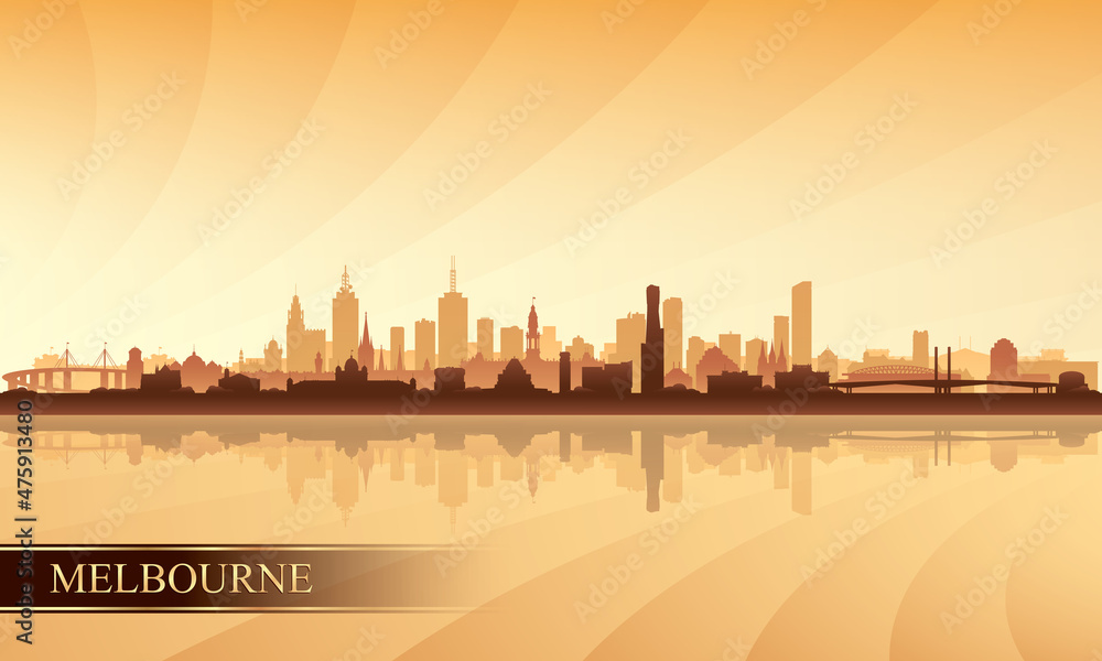 Naklejka premium Melbourne city skyline silhouette background