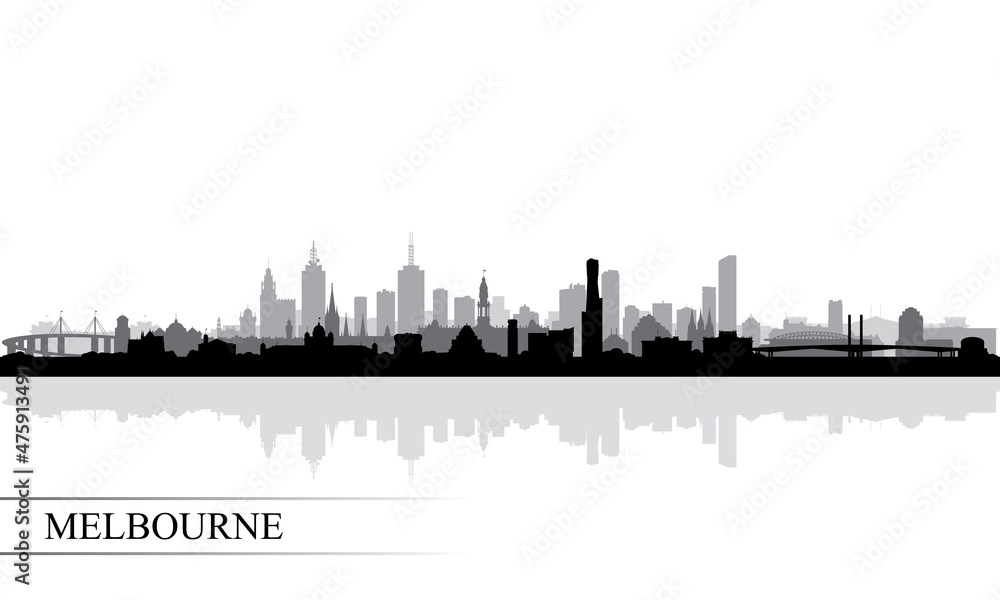Fototapeta premium Melbourne city skyline silhouette background