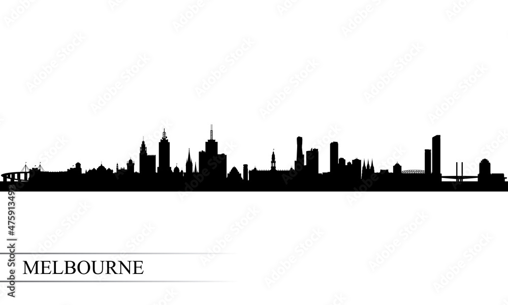 Melbourne city skyline silhouette background