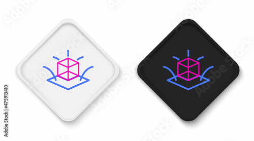 Line 3d modeling icon isolated on white background. Augmented reality or virtual reality. Colorful outline concept. Vector