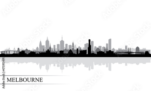 Melbourne city skyline silhouette background