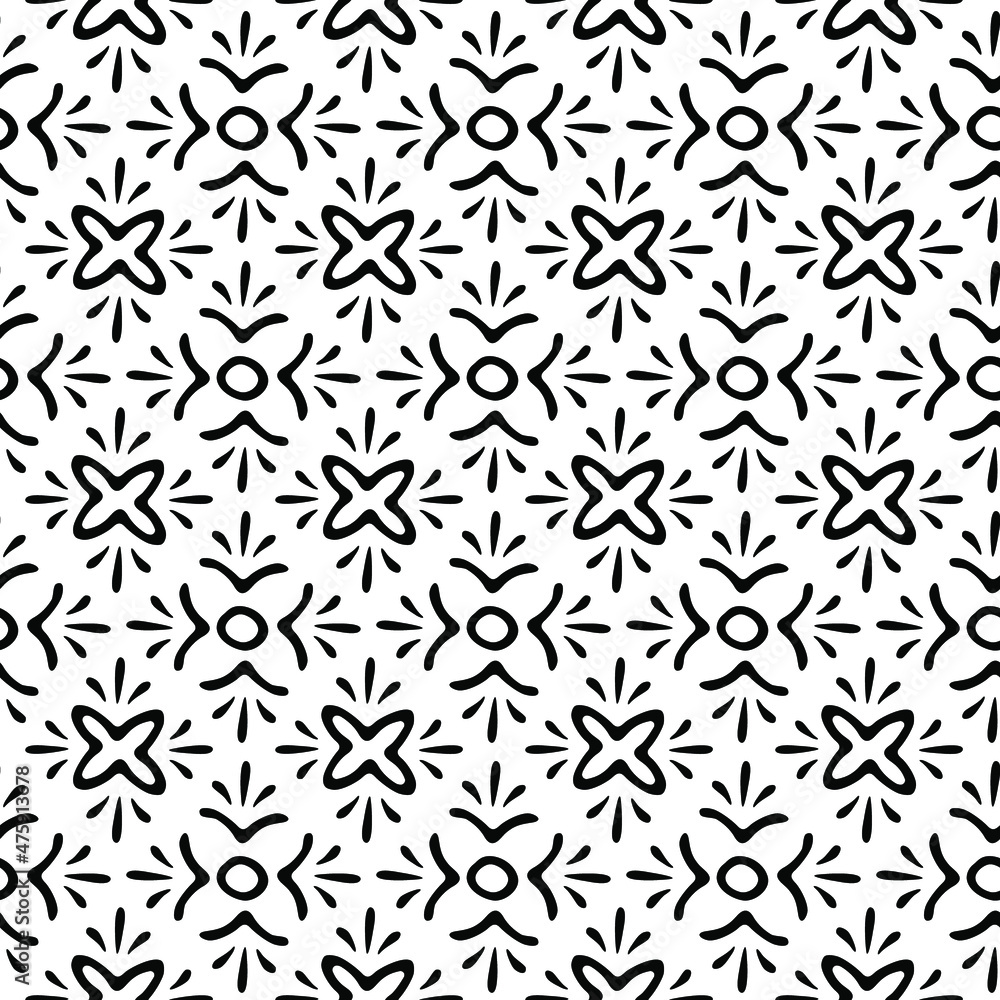 Geometric repeatable seamless pattern with hand drawn doodle elements. Can be used for wallpapers, carpets, backgrounds and textile.