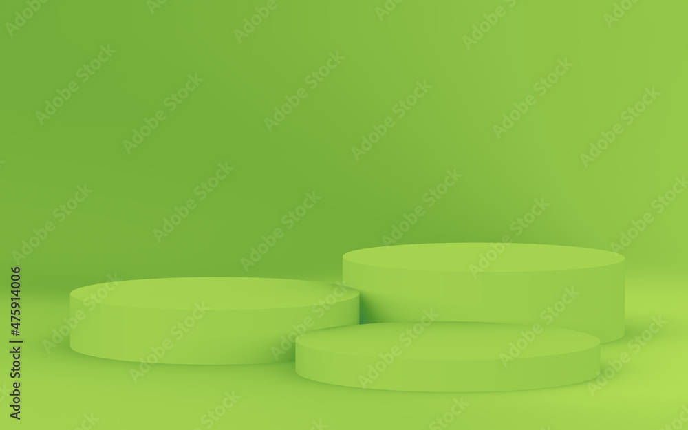 Abstract 3d green color cylinder podium minimal studio background. Abstract 3d green color cylinder podium minimal studio background.