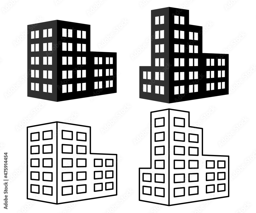 Buildings line icon set. Architecture concept. Can be used for topics like office, city, real estate. Vector illustration.