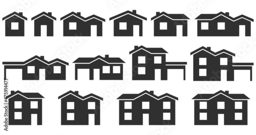House icon. Set of black houses symbols. Vector illustration.