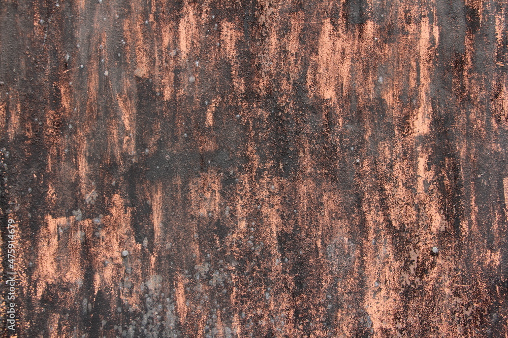 Fototapeta premium Shabby old design concept of rusty metal surface, black-brown texture of the layout dark background for creative wallpaper