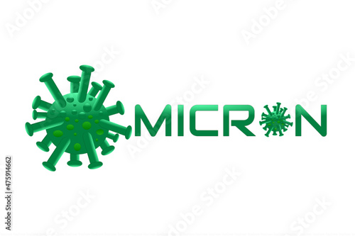 Illustration of new coronavirus Sars Cov 2 Omicron, new variant of Covid-19, B.1.1.529, white background with copy space photo