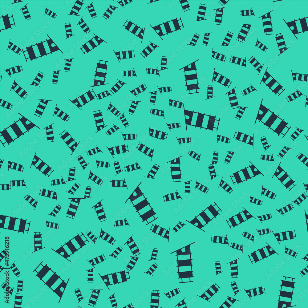 Black Leaning tower in Pisa icon isolated seamless pattern on green background. Italy symbol. Vector Black Leaning tower in Pisa icon isolated seamless pattern on green background. Italy symbol. Vector