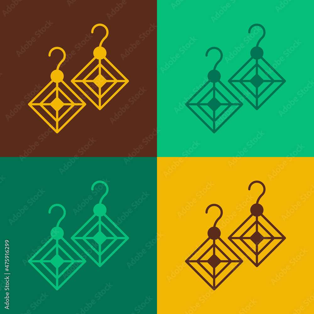Pop art Earrings icon isolated on color background. Jewelry accessories. Vector Pop art Earrings icon isolated on color background. Jewelry accessories. Vector