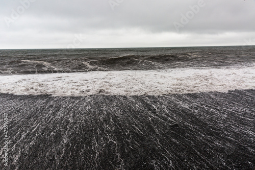 Waves on Black Beach Iceland