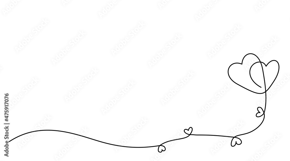 One line drawing of small hearts on vertical wavy line, Hand drawn vector minimalist illustration of free love concept One line drawing of small hearts on vertical wavy line, Hand drawn vector minimalist illustration of free love concept