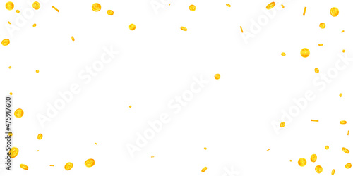 Indian rupee coins falling. Lovely scattered INR coins. India money. Dazzling jackpot, wealth or success concept. Vector illustration.