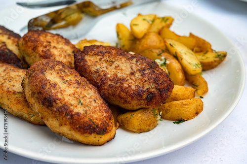 Fried chicken cutlets with potato