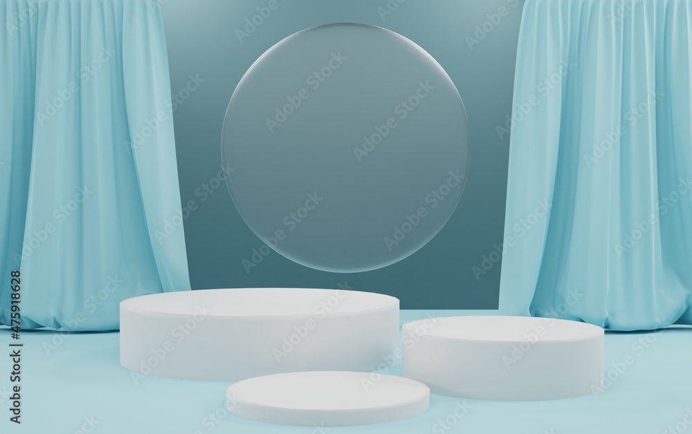 3d rendering studio with geometric shapes, podium on the floor. Platforms for product presentation, mock up background. Abstract composition in minimal design. 3d rendering studio with geometric shapes, podium on the floor. Platforms for product presentation, mock up background. Abstract composition in minimal design.