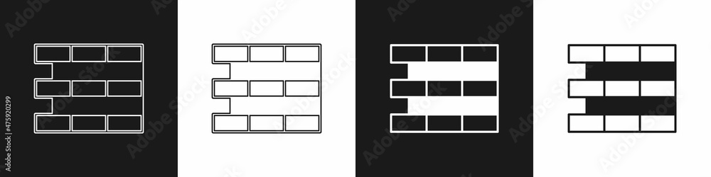 Set Bricks icon isolated on black and white background. Vector Set Bricks icon isolated on black and white background. Vector