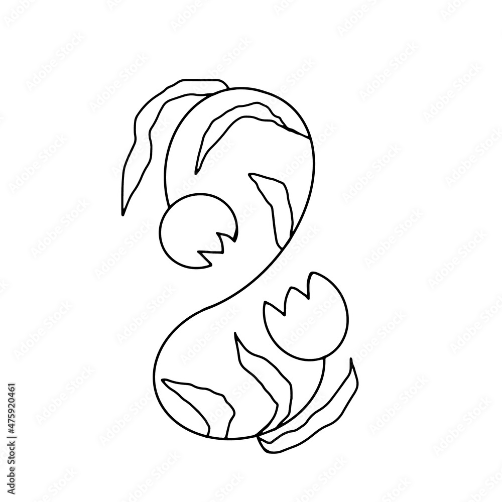 Fototapeta premium The number eight is depicted from graceful tulips. A great option for a logo and for the international women's holiday on March 8th. Vector graphics 