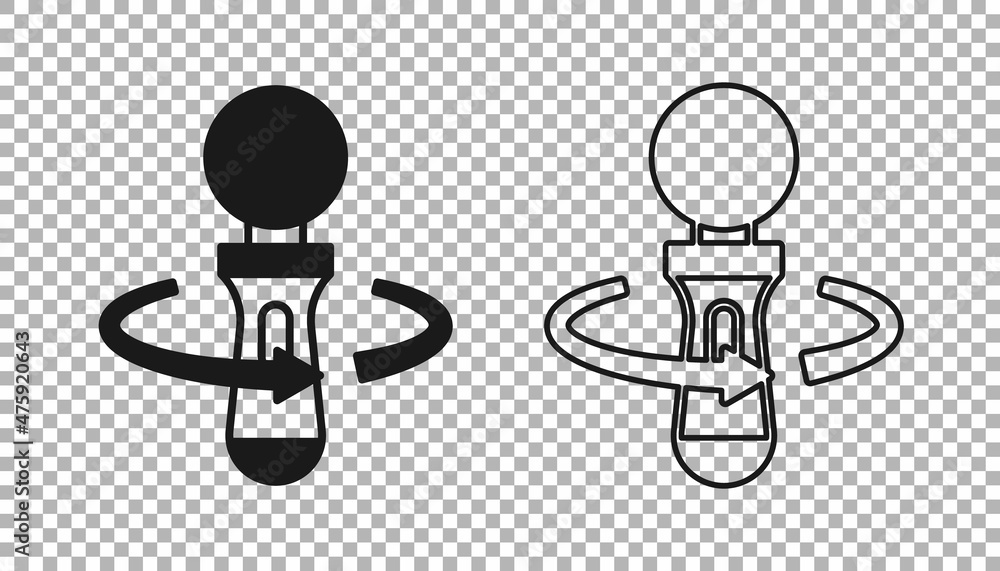 Fototapeta premium Black VR controller game icon isolated on transparent background. Virtual reality experience, sensation of presence, position-tracking technology device. Vector