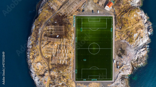 Norway Soccer field off the coast. 