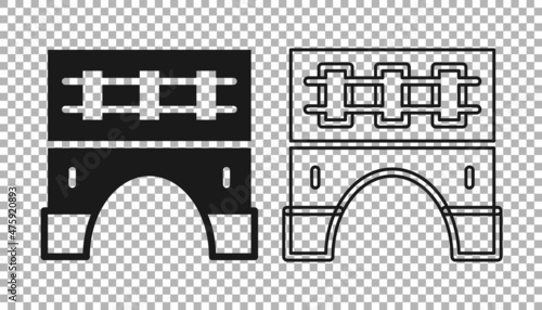 Black Bridge for train icon isolated on transparent background. Vector