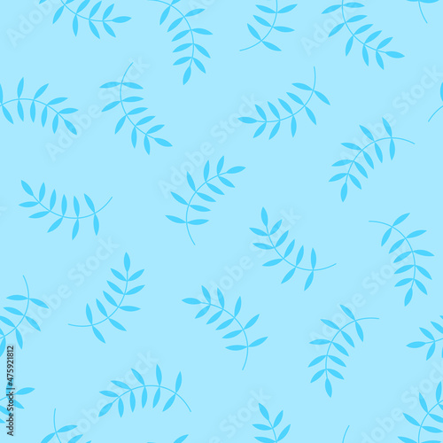 Seamless blue pattern with leaves