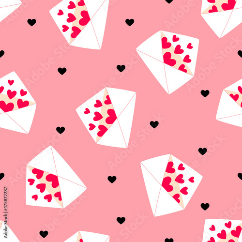 seamless pattern for valentines day with envelope