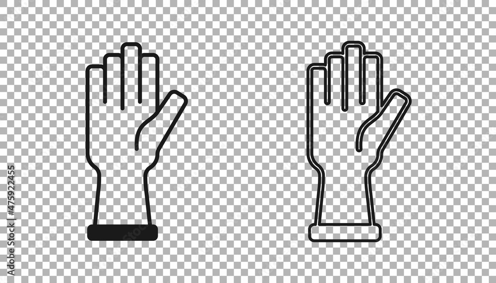 Fototapeta premium Black Protective gloves icon isolated on transparent background. Vector