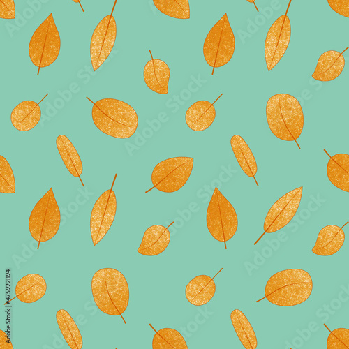 Seamless pattern with gold leaves