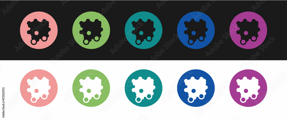 Set Rice in a bowl icon isolated on black and white background. Traditional Asian food. Vector Set Rice in a bowl icon isolated on black and white background. Traditional Asian food. Vector