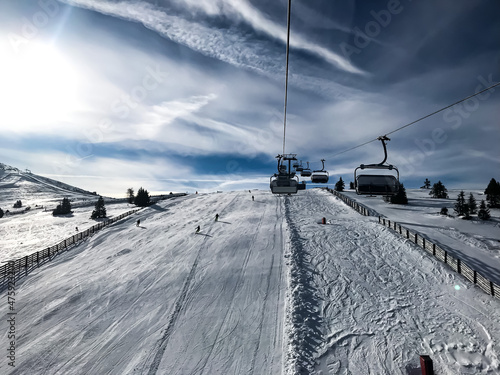 ski lift in the mountains, ski resort Koralpe, Austria photo