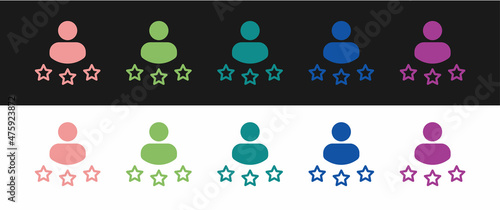 Set Consumer or customer product rating icon isolated on black and white background. Vector