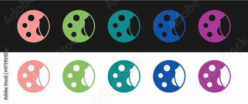 Set Moon phases icon isolated on black and white background. Vector