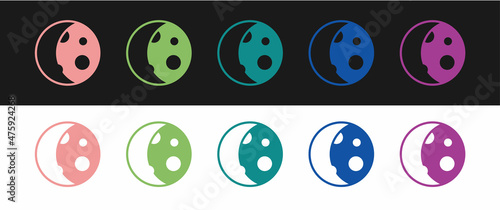 Set Moon phases icon isolated on black and white background. Vector