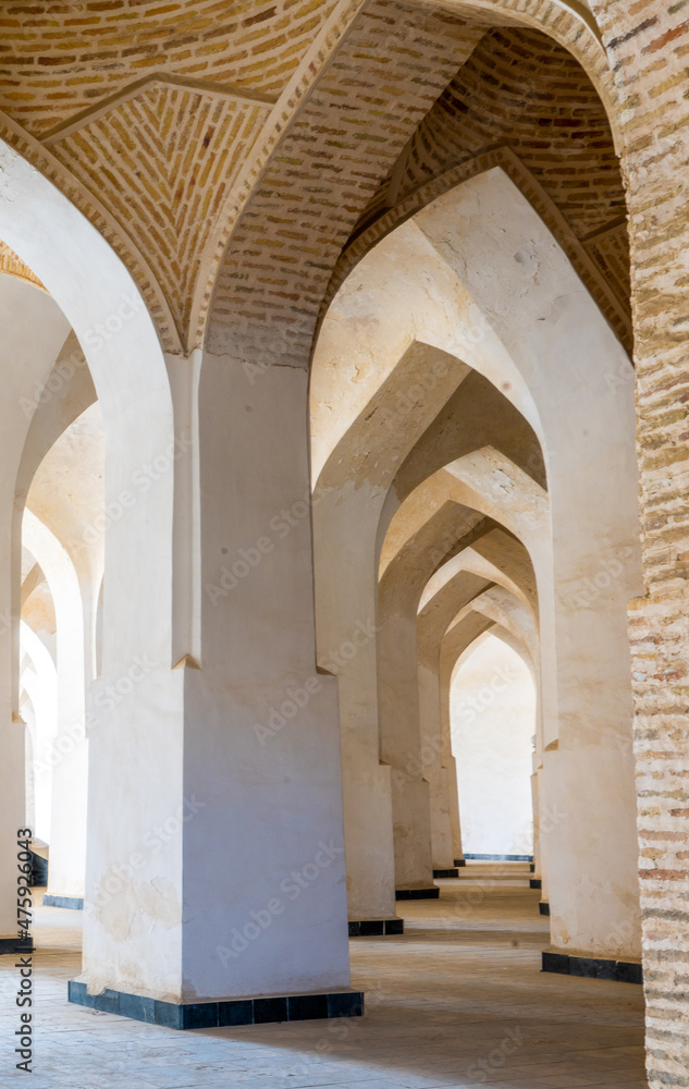 Uzbekistan, city of Bukhara, Archway in the Poi Kalyan Mosque. (Kalon)