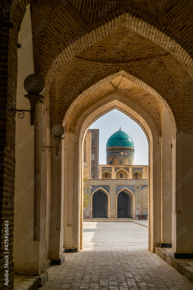 Uzbekistan, city of Bukhara, view inside the courtyard  of the Kalon (Poi Kalyan) Mosque